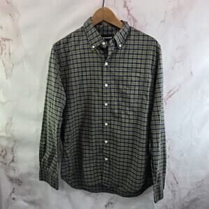 Bonobos Shirt Mens Medium Green Navy Button Down Long Sleeve Slim Fit Blue